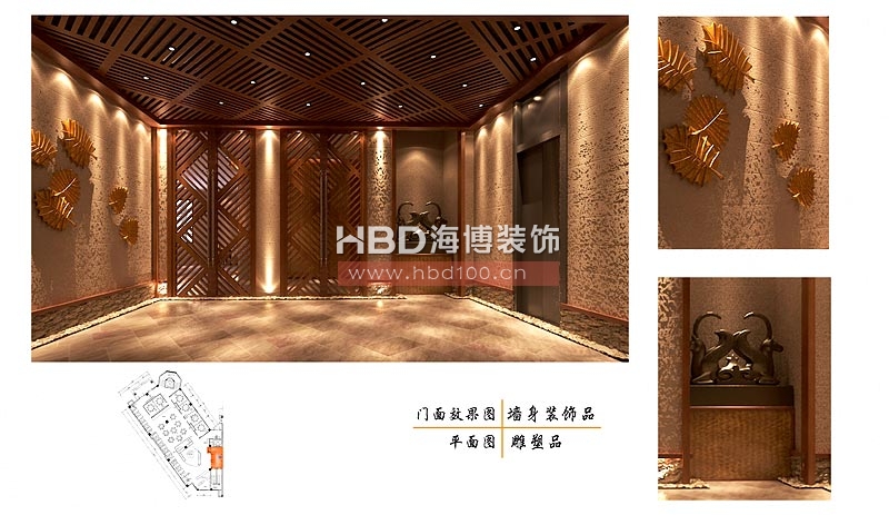 嶺南風(fēng)格會所裝修 墻身裝飾