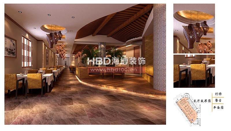 嶺南風(fēng)格會所裝修 大廳效果圖